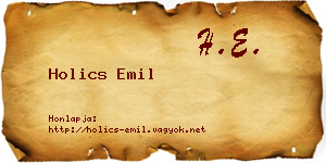 Holics Emil névjegykártya